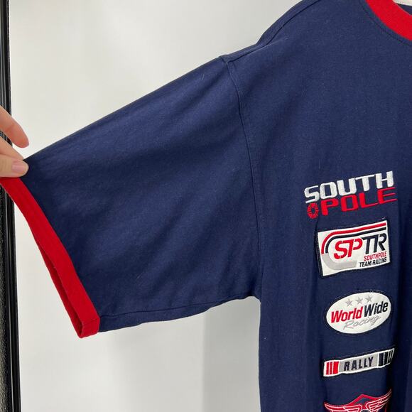 South Pole Navy Blue Authentic Racing Collection T-shirt W Patches Men's Medium - Picture 7 of 9